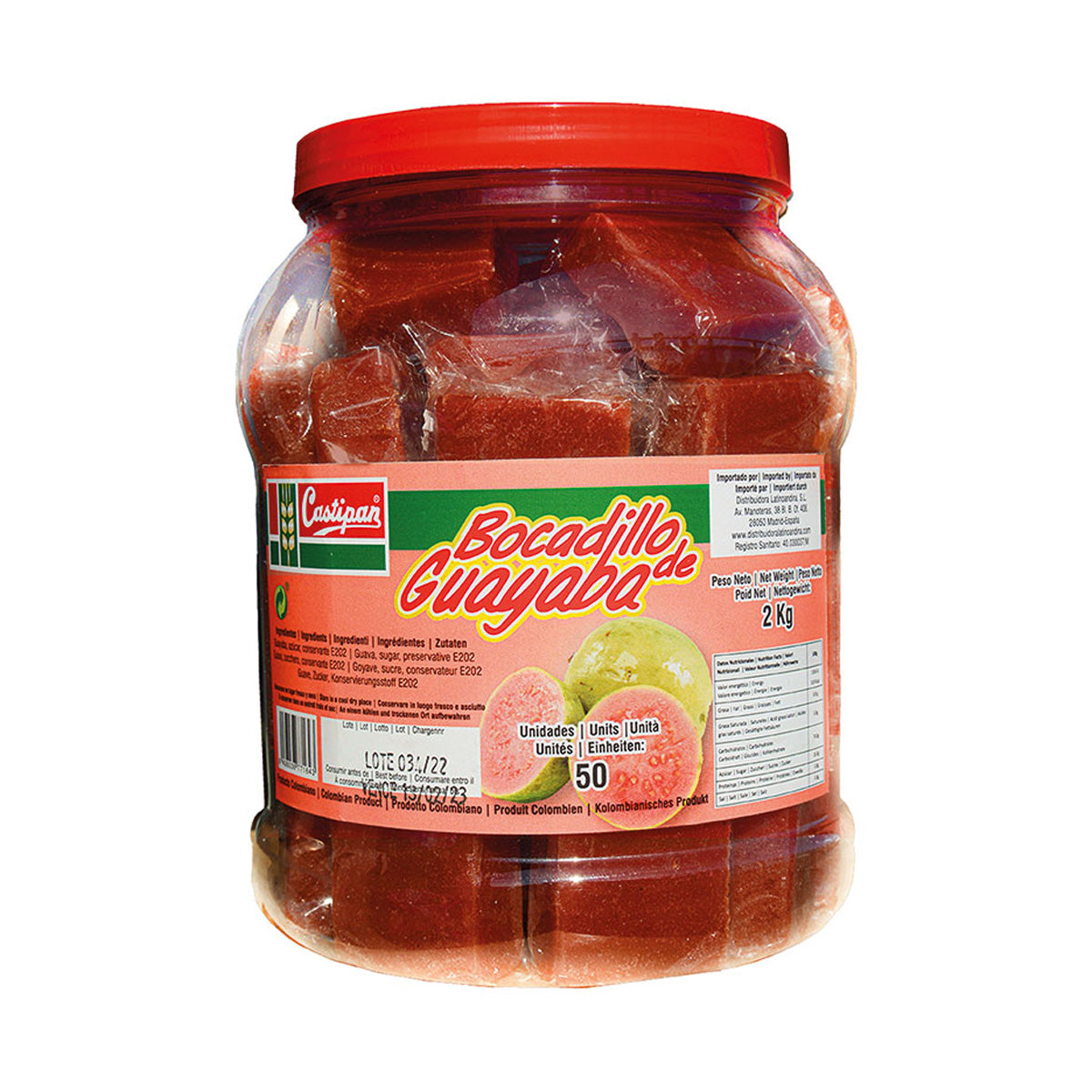 50 sandwichs à la goyave dans une boîte Castipan 2 kg