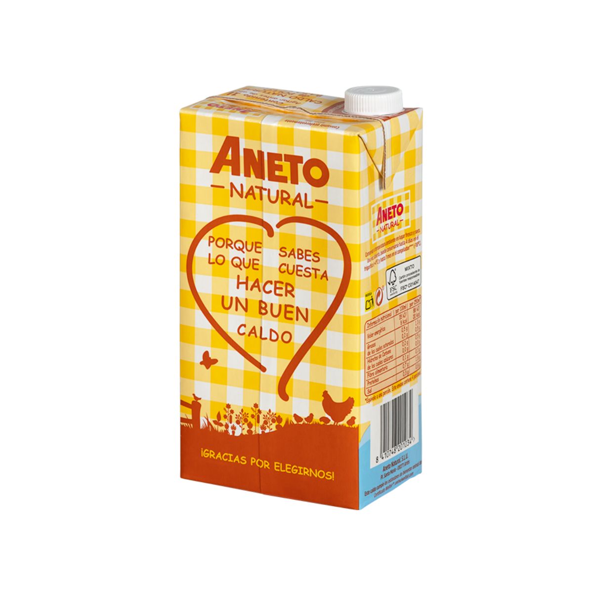 Caldo Natural Pollo Bajo en Sal Aneto 1L