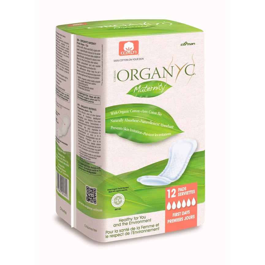 Postpartumverband voor de eerste dagen, 100% biologisch katoen Organyc 12 stuks