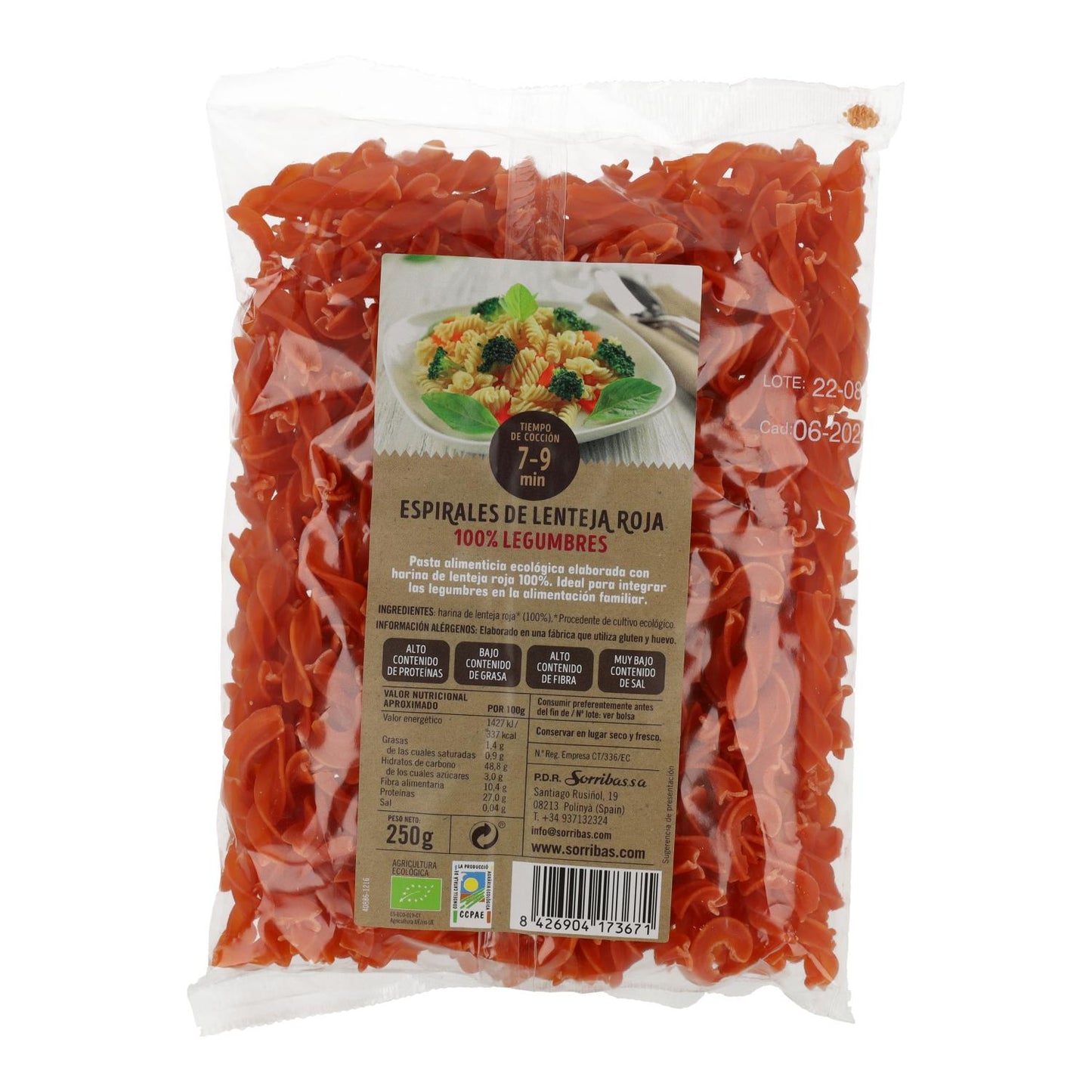 Spirala z czerwonej soczewicy Biogra BIO, 250 g