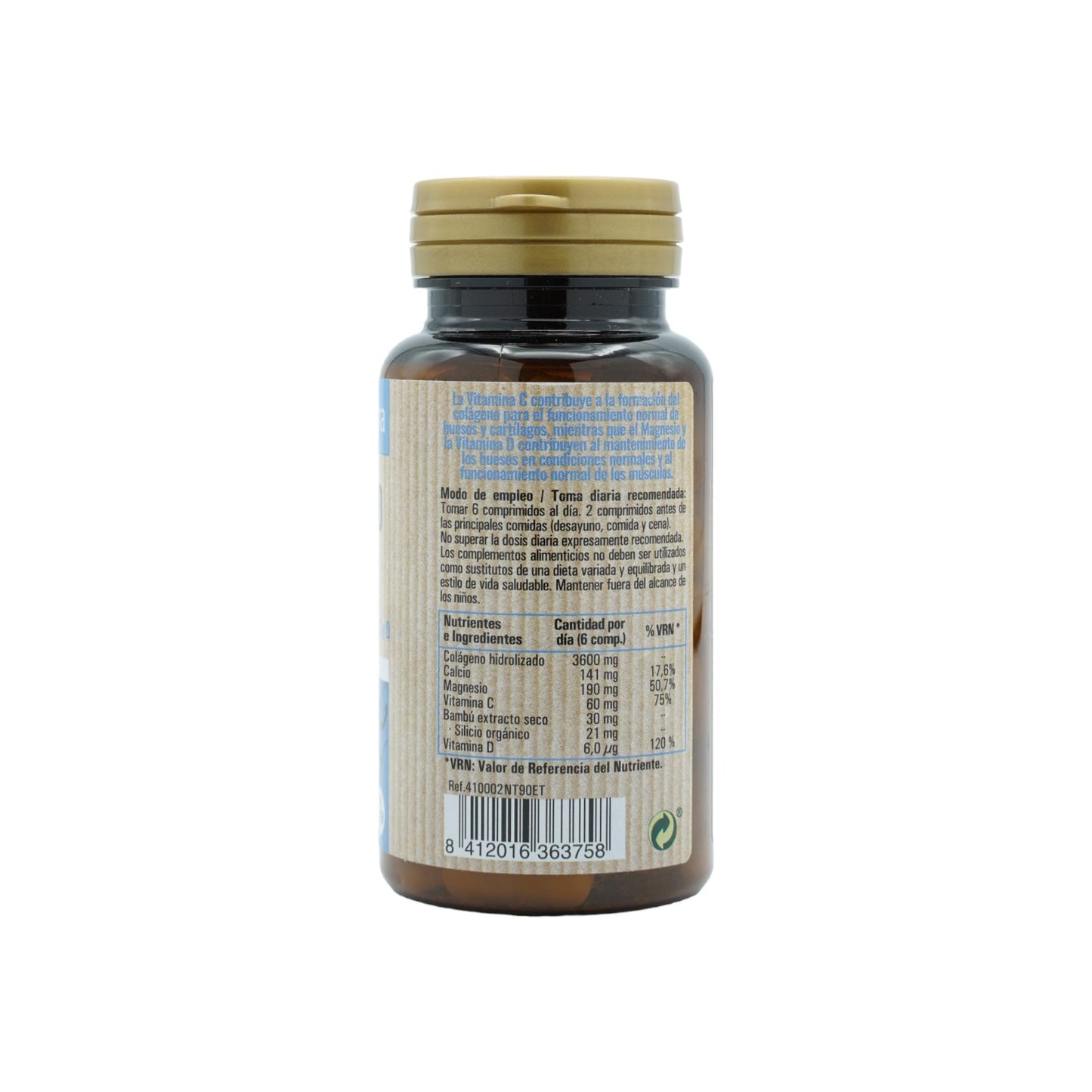 Hydrolyserat kollagen med magnesium + organiskt kisel + kalcium + vitamin C och D, 90 tabletter. NaturTierra