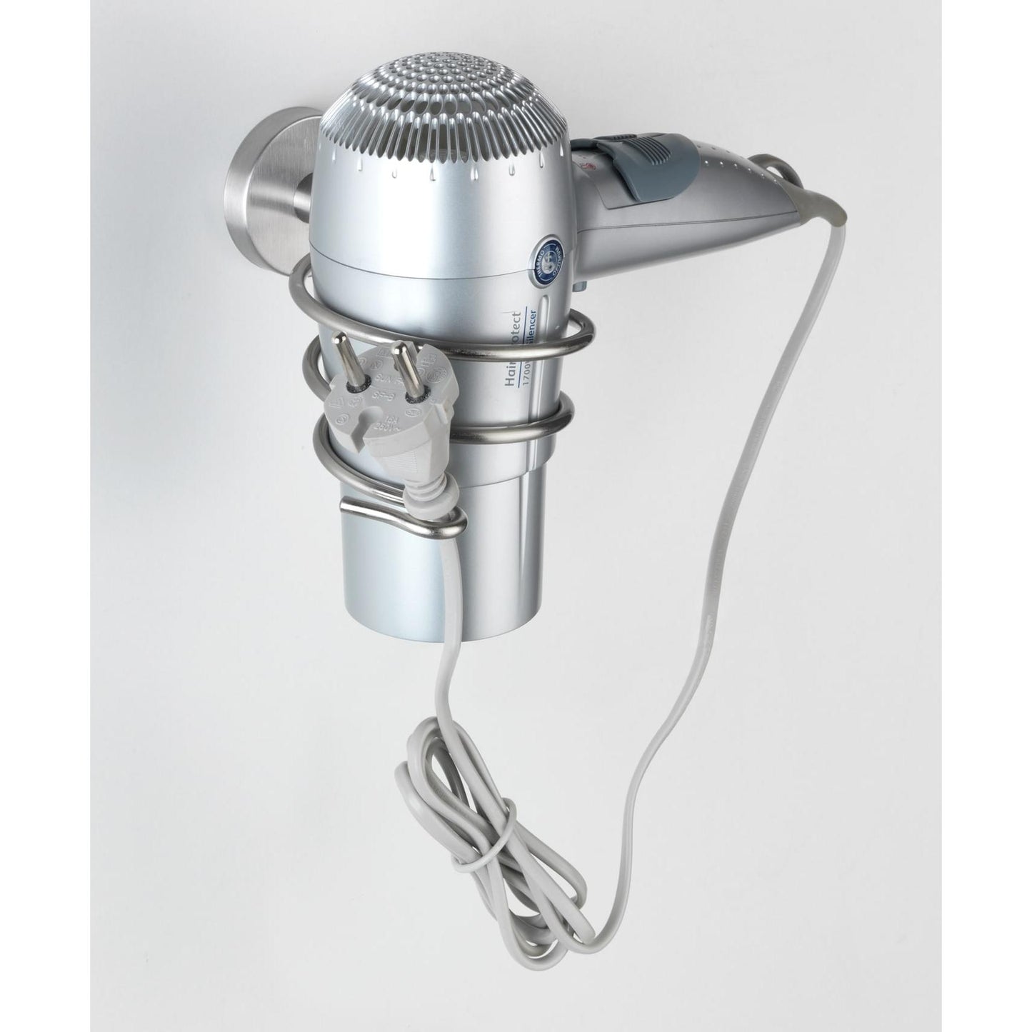 Support pour sèche-cheveux en acier inoxydable Bosio