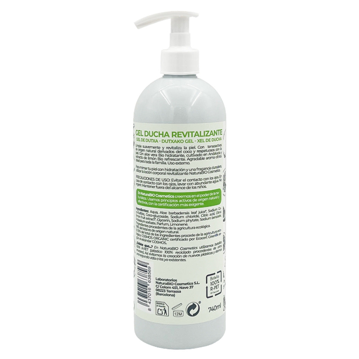 Gel de ducha revitalizante limon y aloe bio Naturabio 740 ml