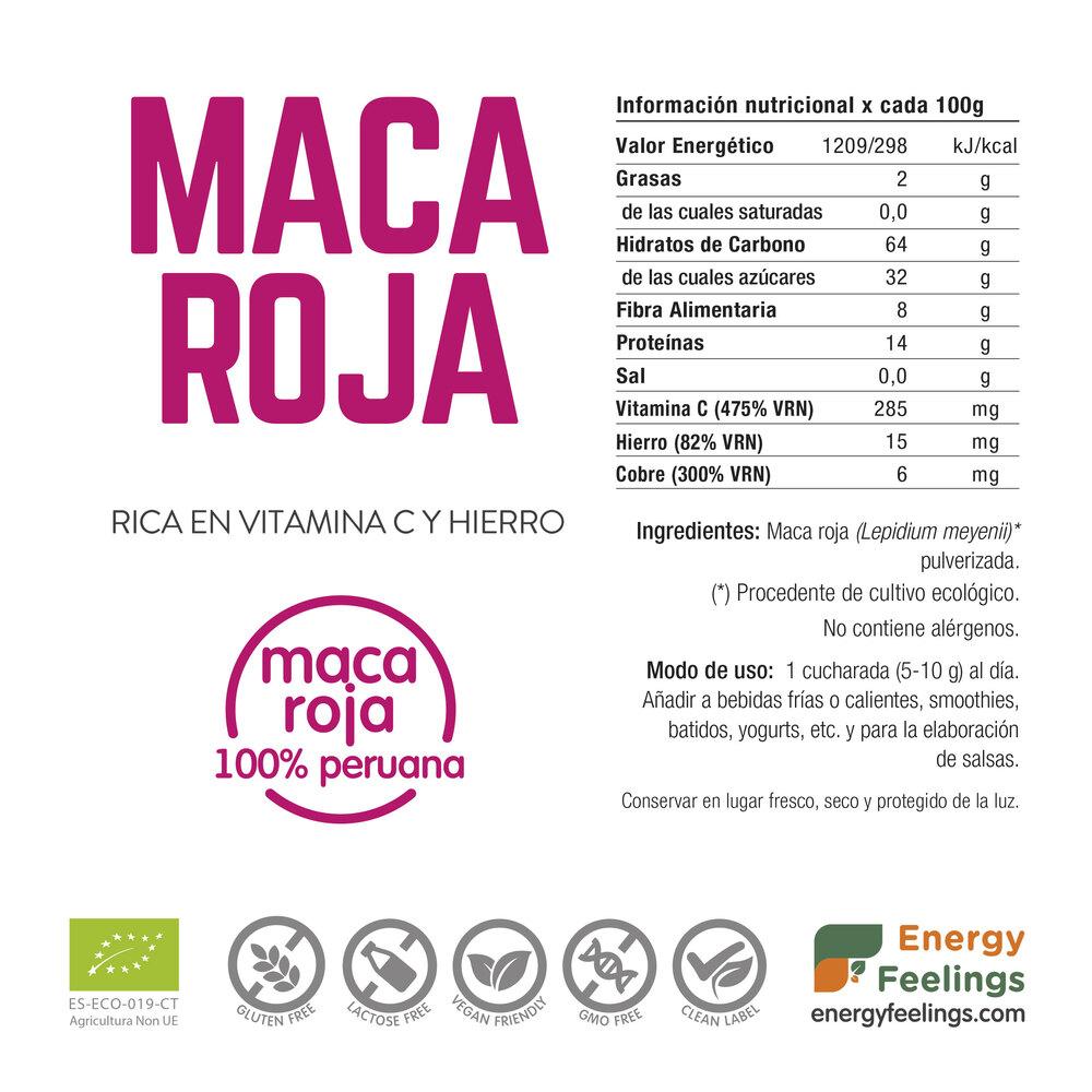 Maca rossa biologica in polvere Energy Feelings 500 g