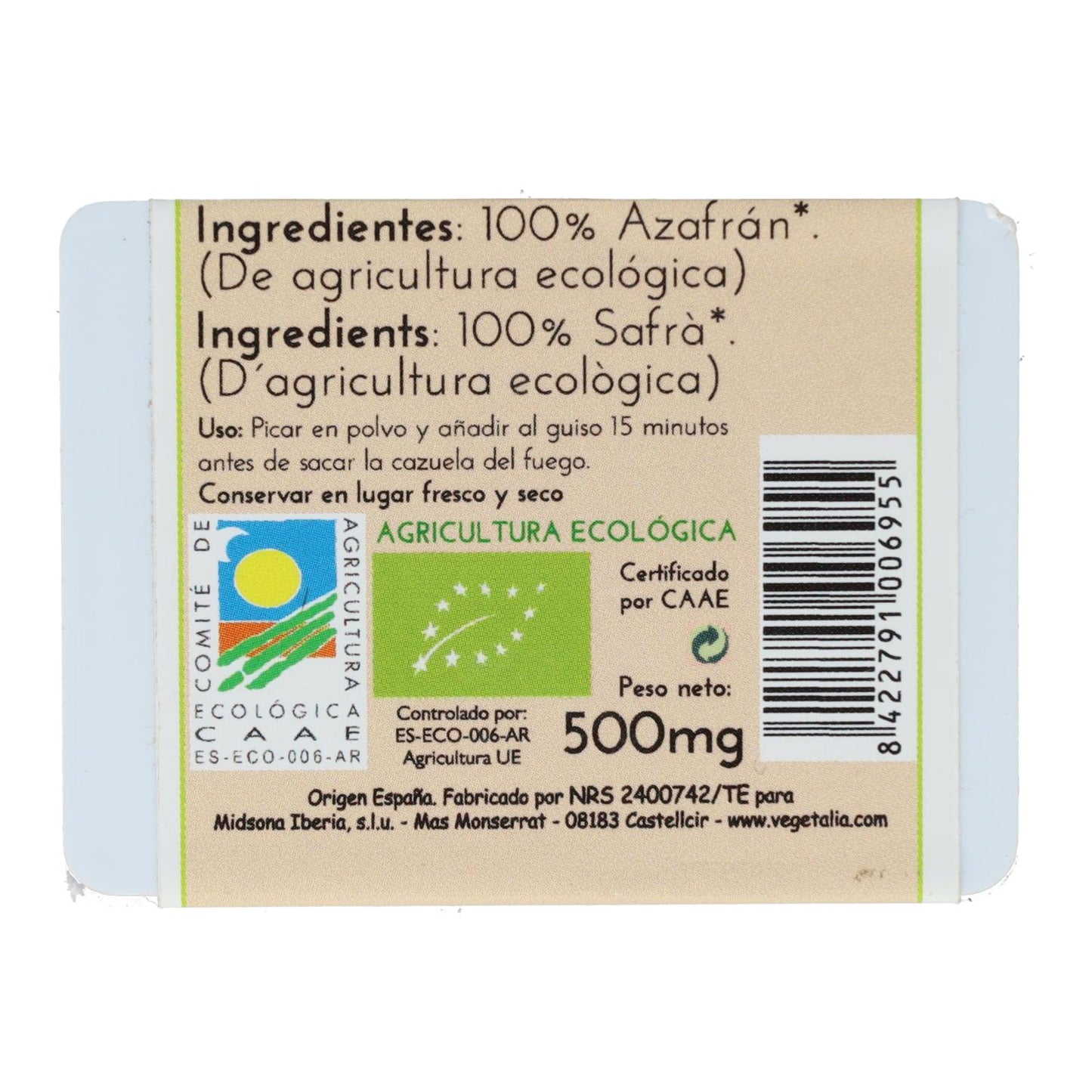 Ekologisk saffran Vegetalia 0,5 g