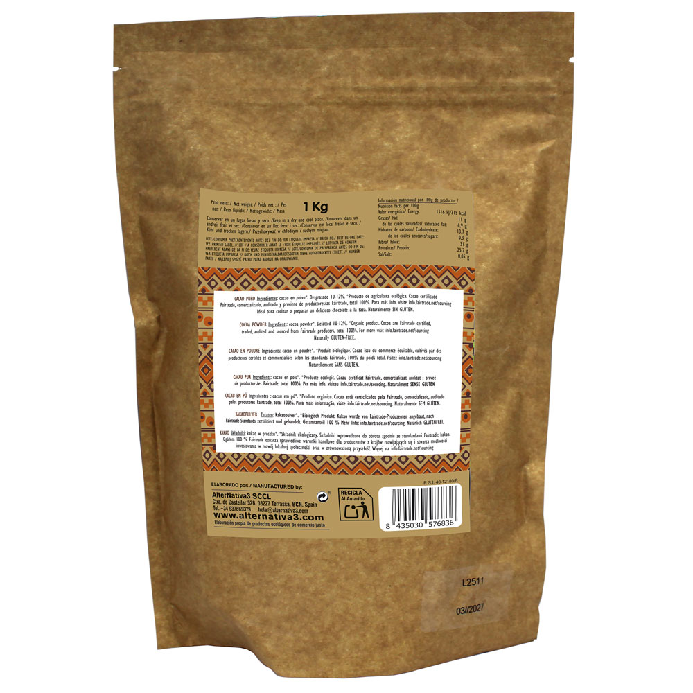 Pure ontvette cacao BIO Alternativa3 in poedervorm 1 kg