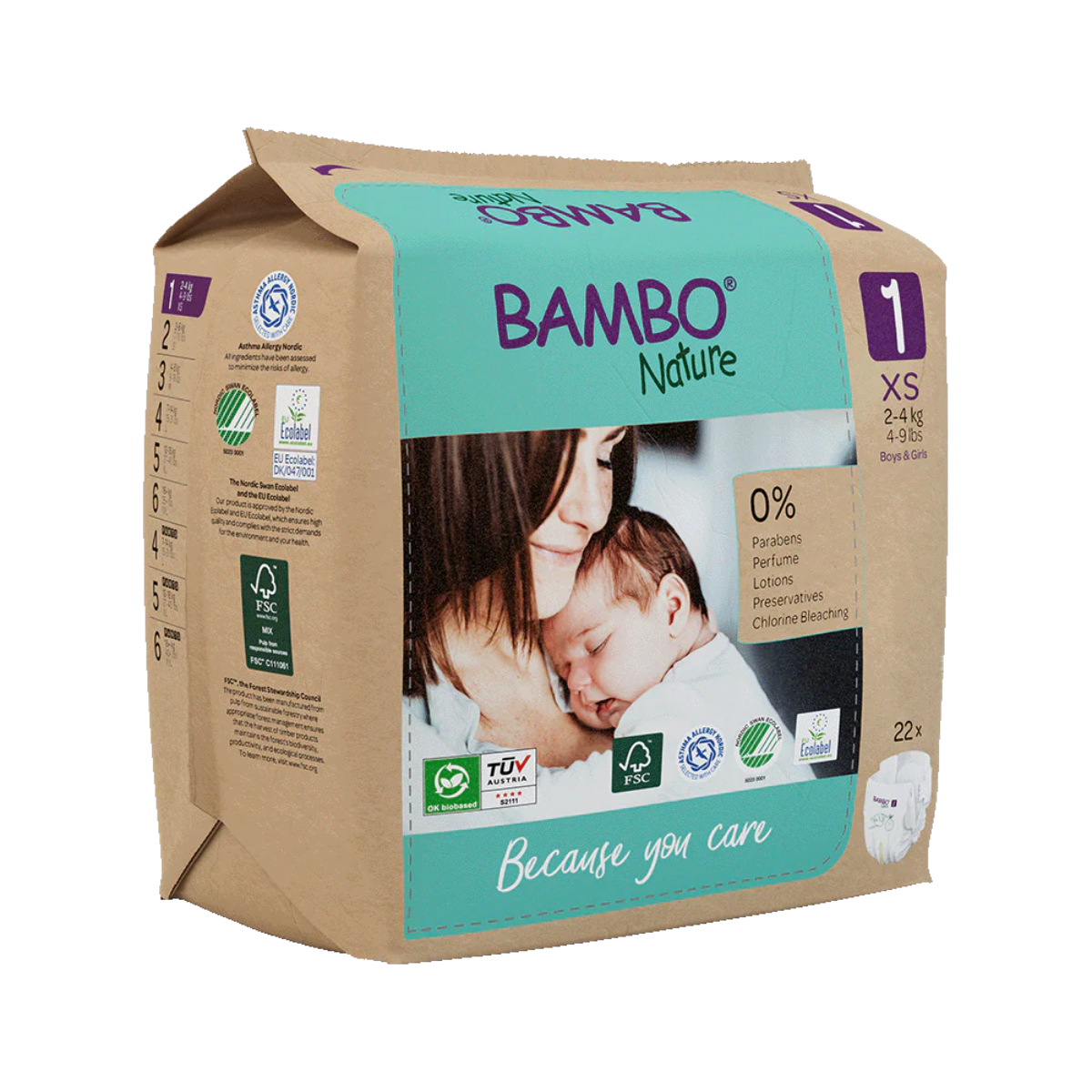 Pack 6 x Bambo Nature couches T1 (2-4 g) 22 unités
