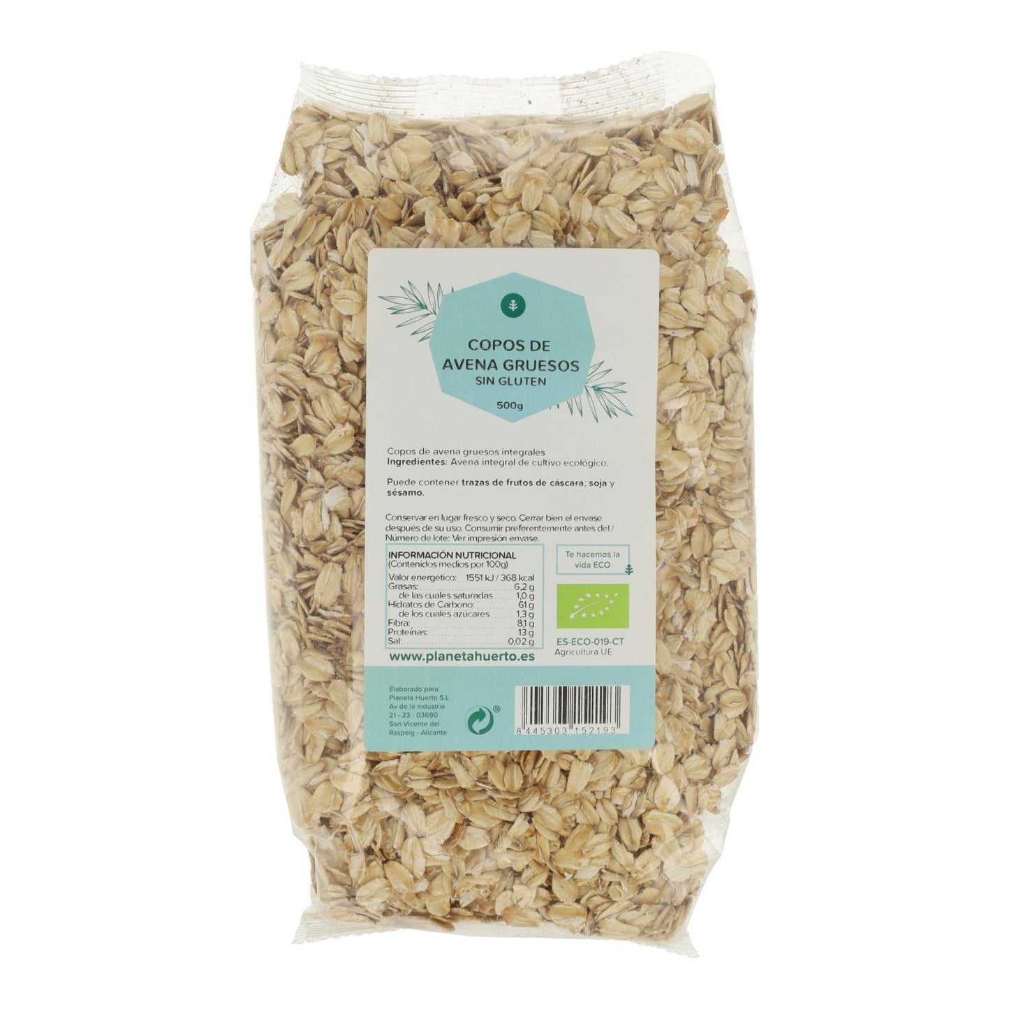 Grobe Haferflocken Glutenfrei ECO Planeta Huerto 500 g