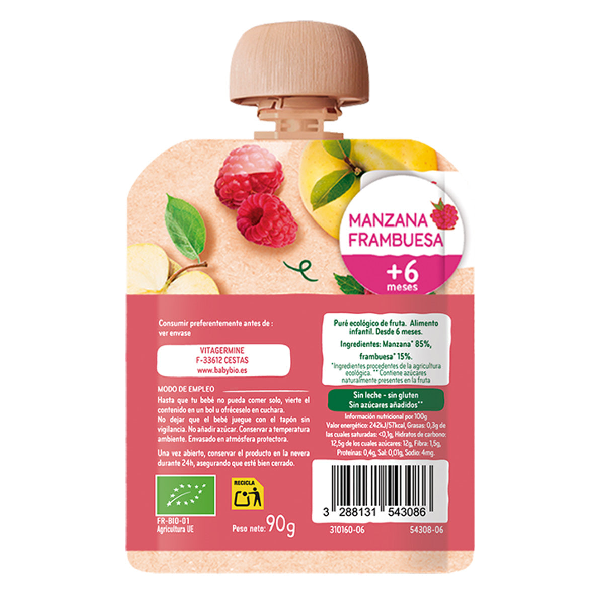 BabyBio apple and raspberry pouch (from 6 months) 90 g