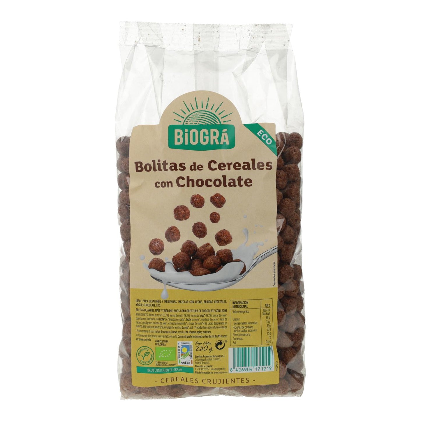 Boules de maïs au chocolat Biogrà, 250 g