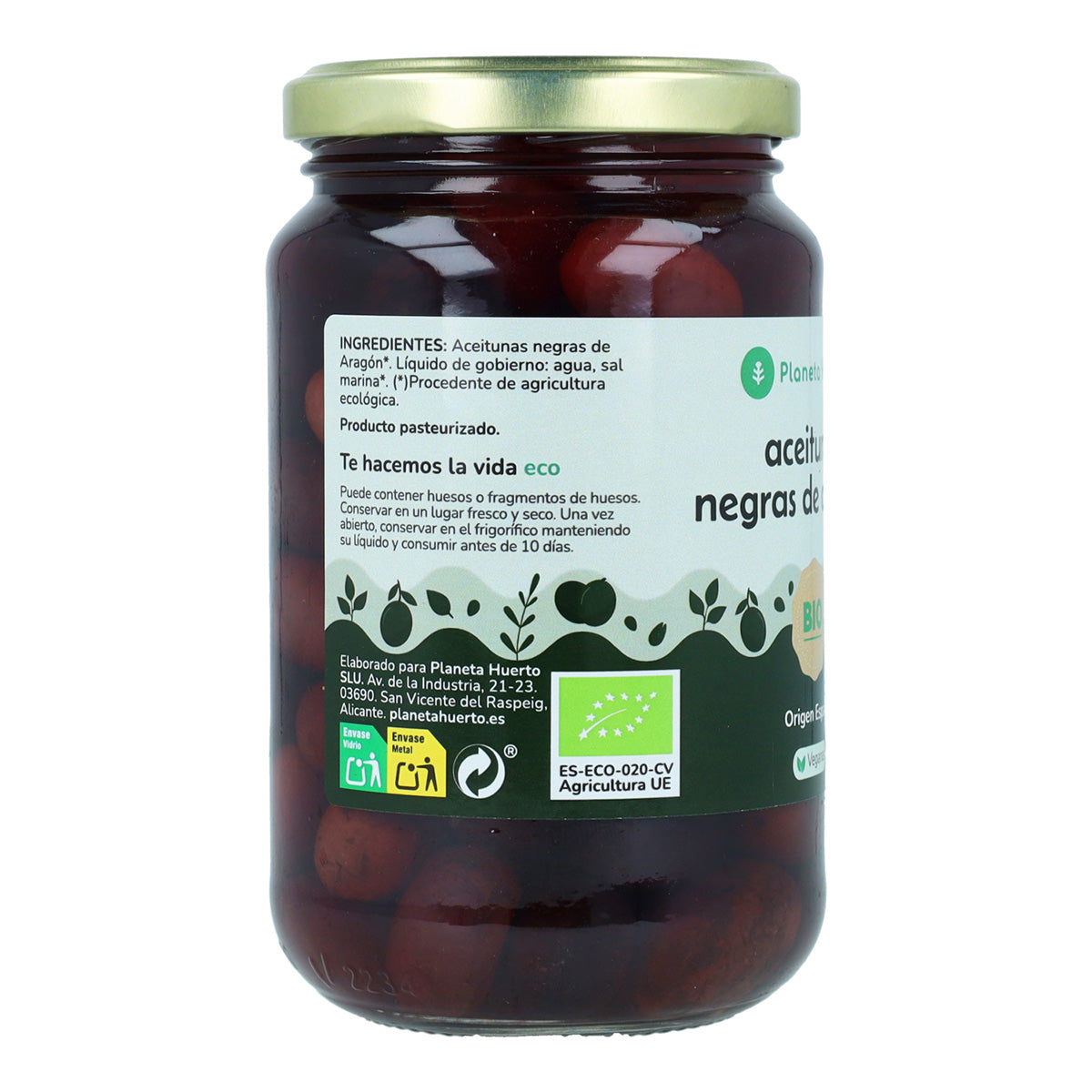 Zwarte olijven uit Aragón Eco Planeta Huerto 390 gr