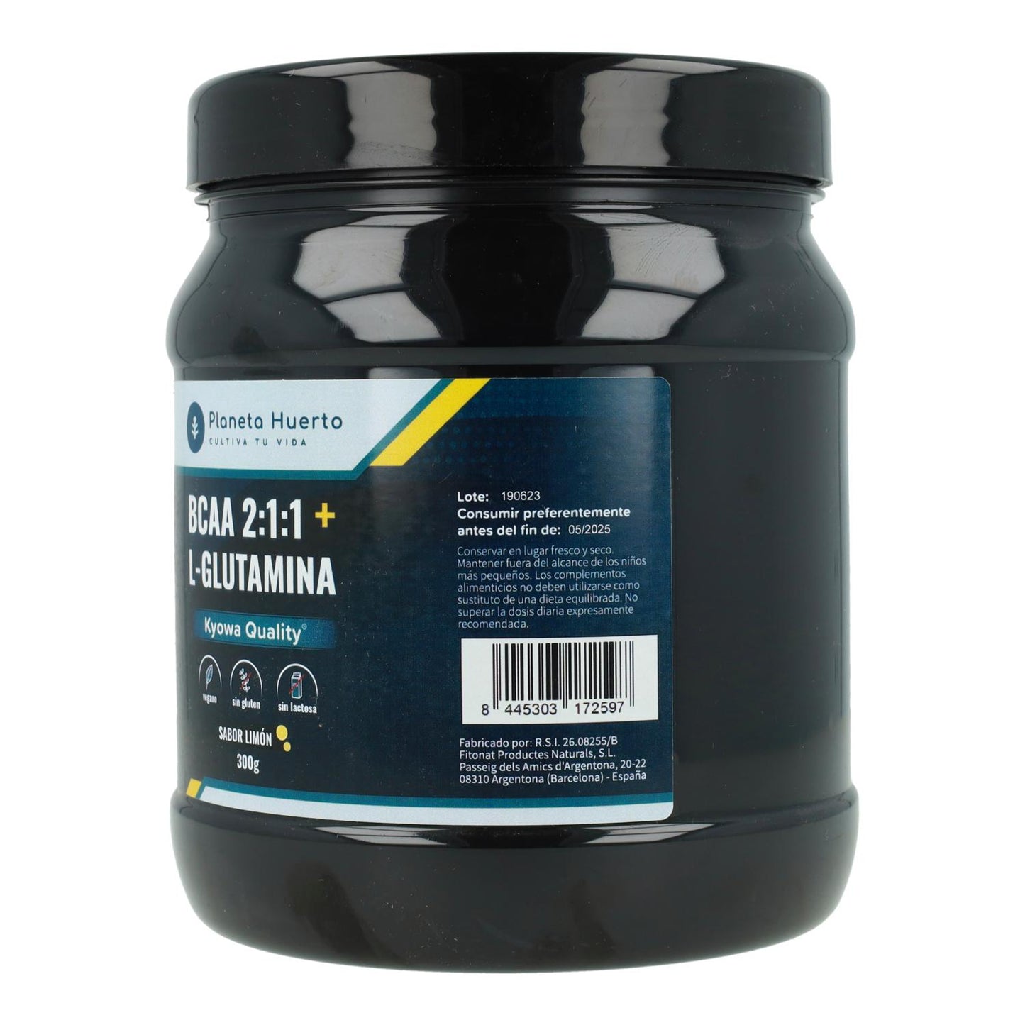 BCAA 2:1:1 + L-Glutamine Citroen Smaak Planeta Huerto 300 g