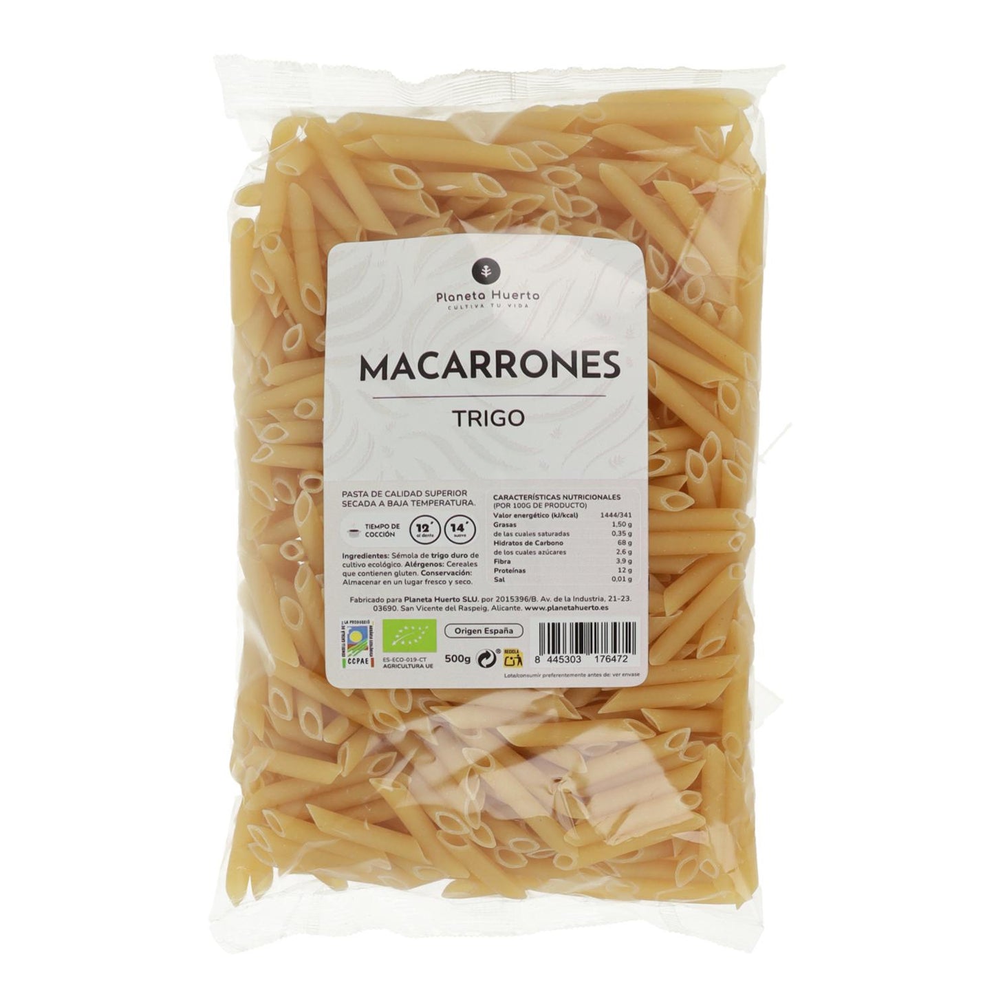 Maccheroni di grano ECO Planeta Huerto 500gr