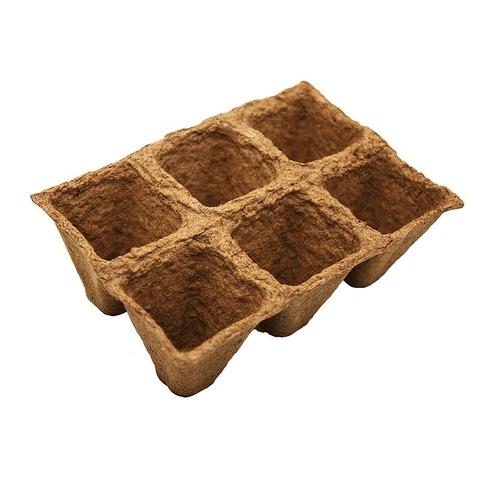 Packung quadratische Faserschale für Saatbeete Planeta Huerto 10 Stück