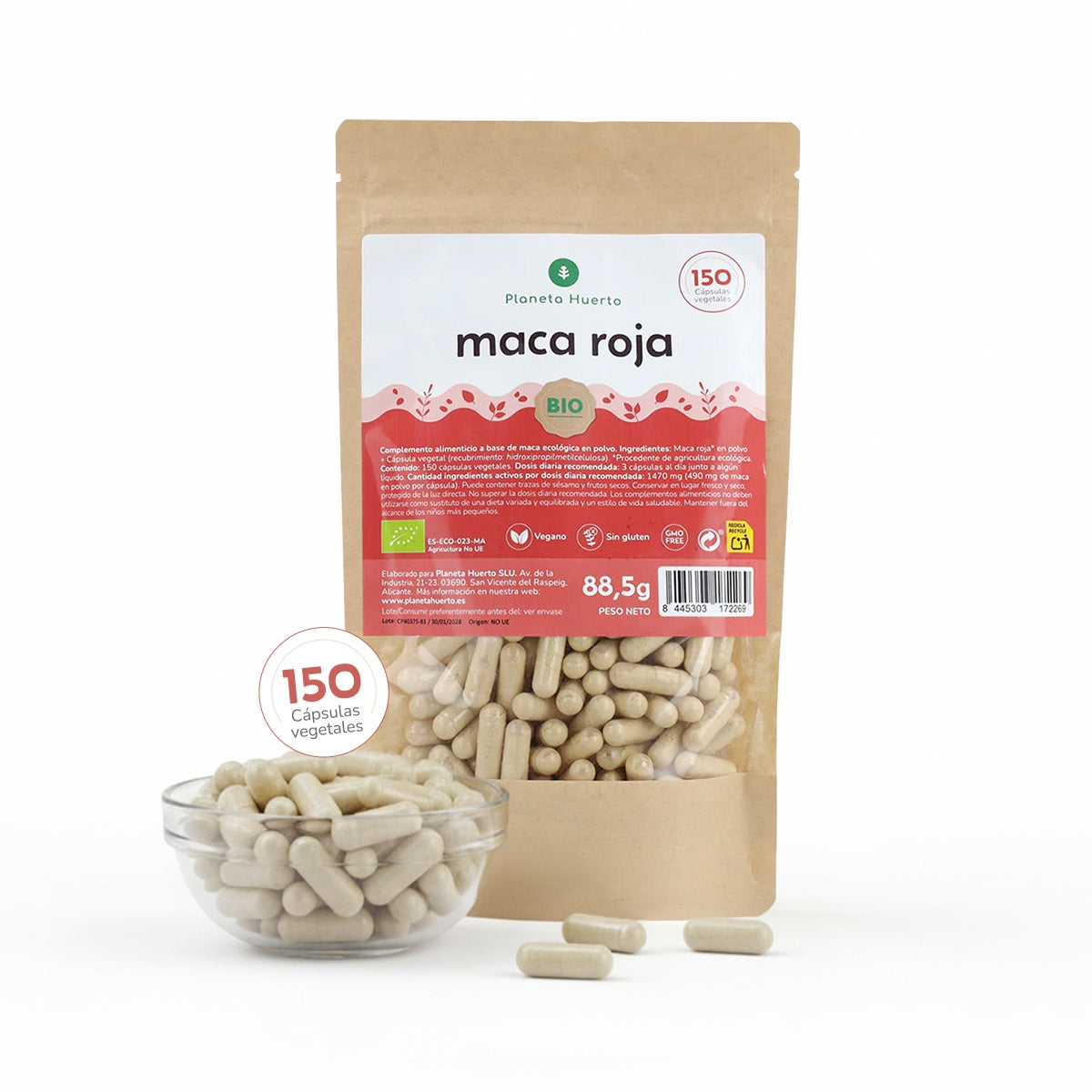 Organiczna czerwona Maca Organiczna czerwona Maca Planeta Huerto 150 kapsułek