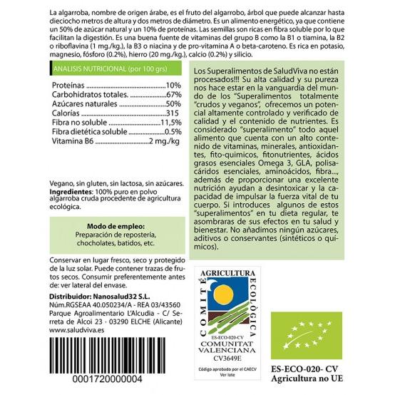 Caroube crue en poudre ECO Salud Viva 250 g