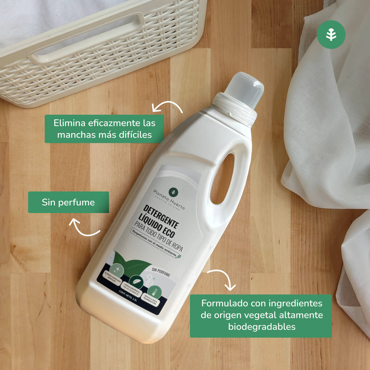 Vloeibaar Wasmiddel ECO Ongeparfumeerd Planet Orchard 1,5 Liter