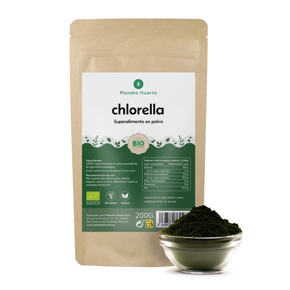Chlorelle en poudre ECO Planeta Huerto 200 g