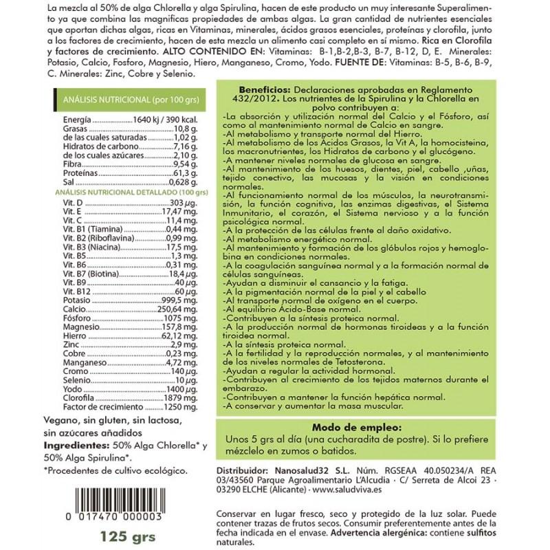 Clorella + Spirulina Salud Viva 125 g