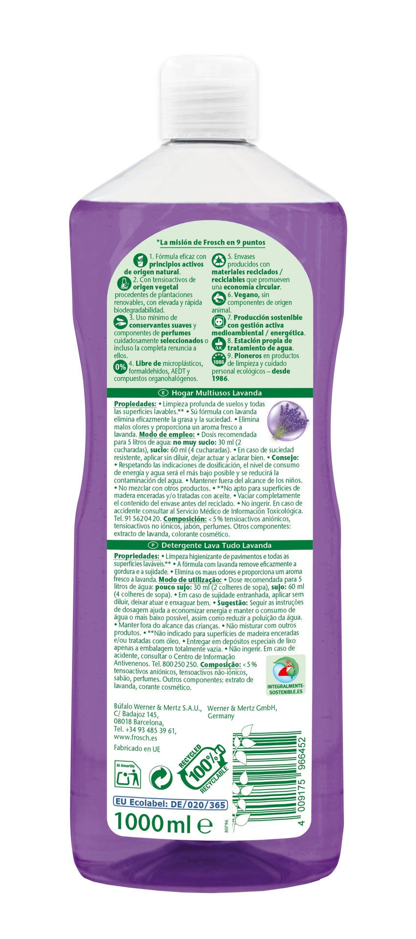 Uniwersalny płyn do czyszczenia Frosch o zapachu lawendy 1000 ml