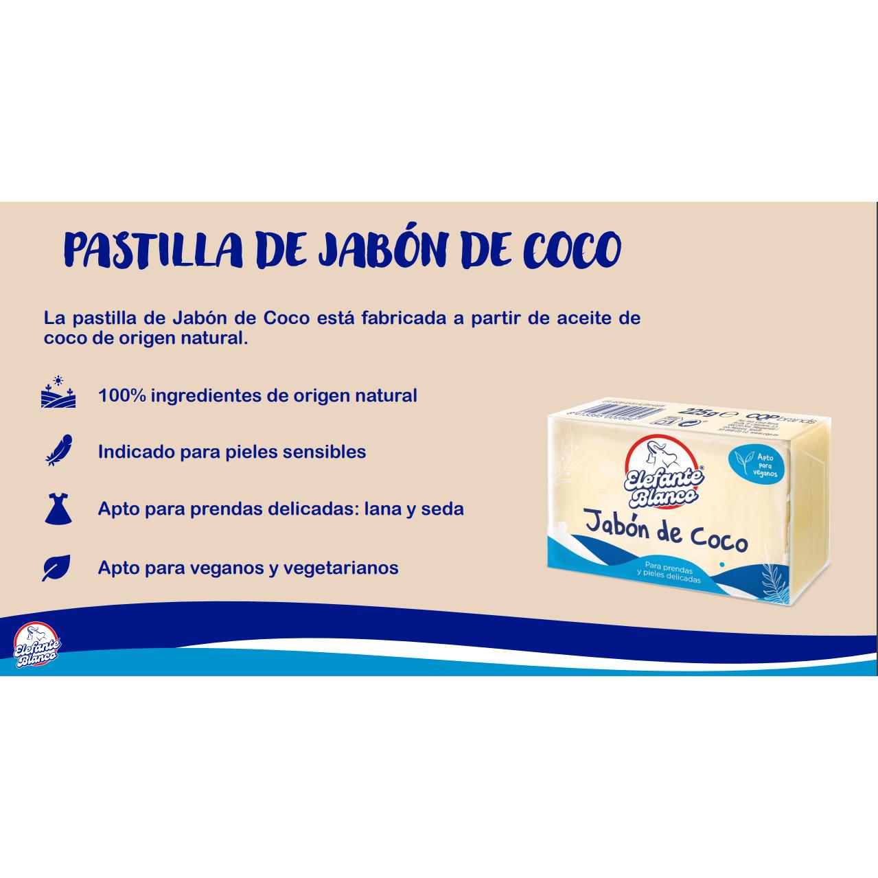 Pack 2x Jabón Coco Elefante Blanco, Mimidu, 225 g