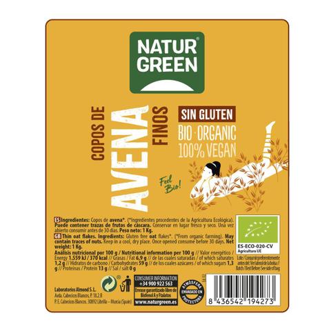 Fiocchi d'avena fini senza glutine biologici NaturGreen, 1 kg