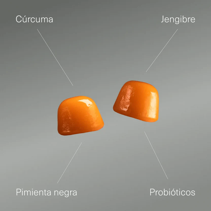 Kurkuma met gember en zwarte peper + probiotica Aldous Bio 120 gummies