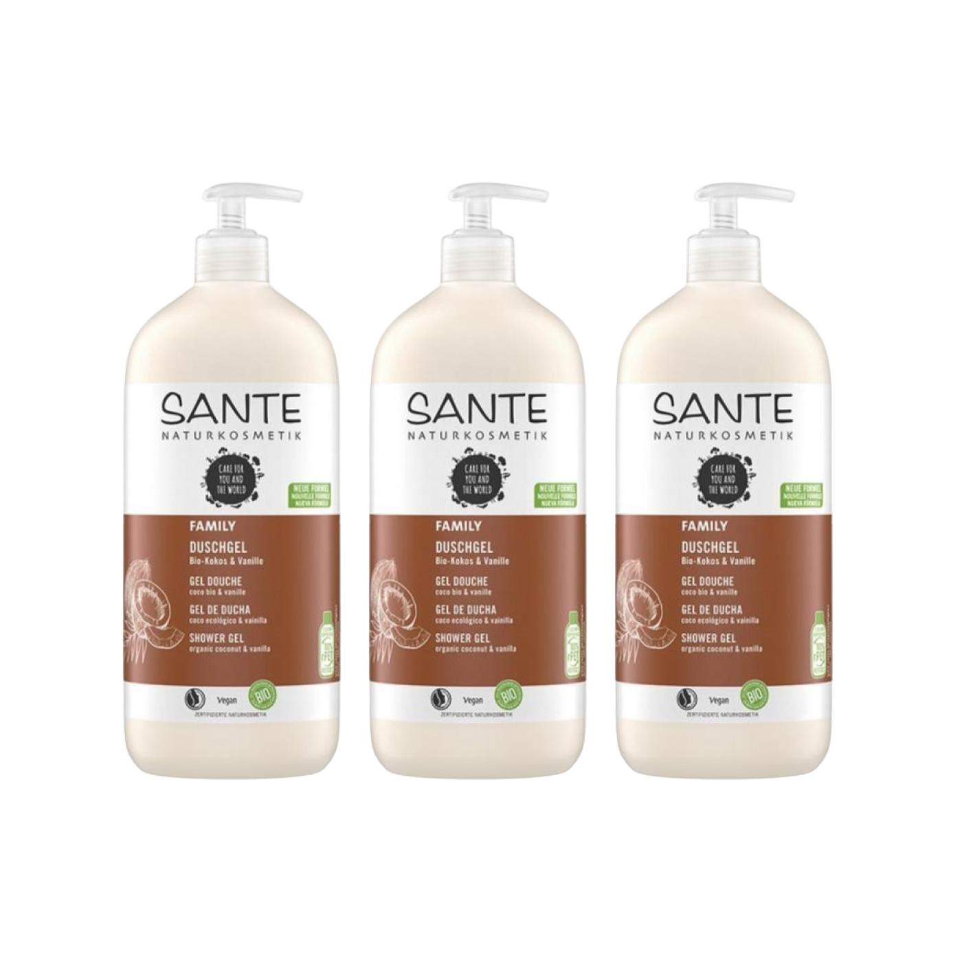 PACK OF 3 Sante Organic Coconut and Vanilla Shower Gel 950 ml