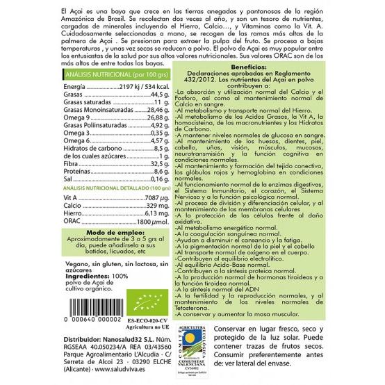 ECO Salud Vida açai powder, 50 g