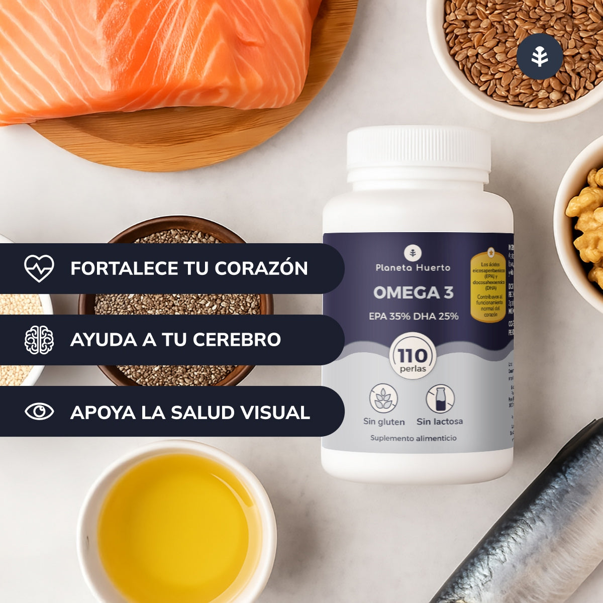 Pak 2x Omega 3 EPA 35% DHA 25% Planeta Huerto 110 Parels