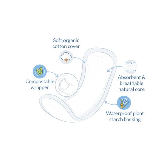 Serviettes hygiéniques dry-light pour incontinence Natracare, 20 unités