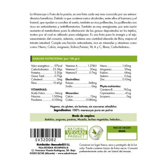 Premium passionsfruktspulver Salud Viva 125 g