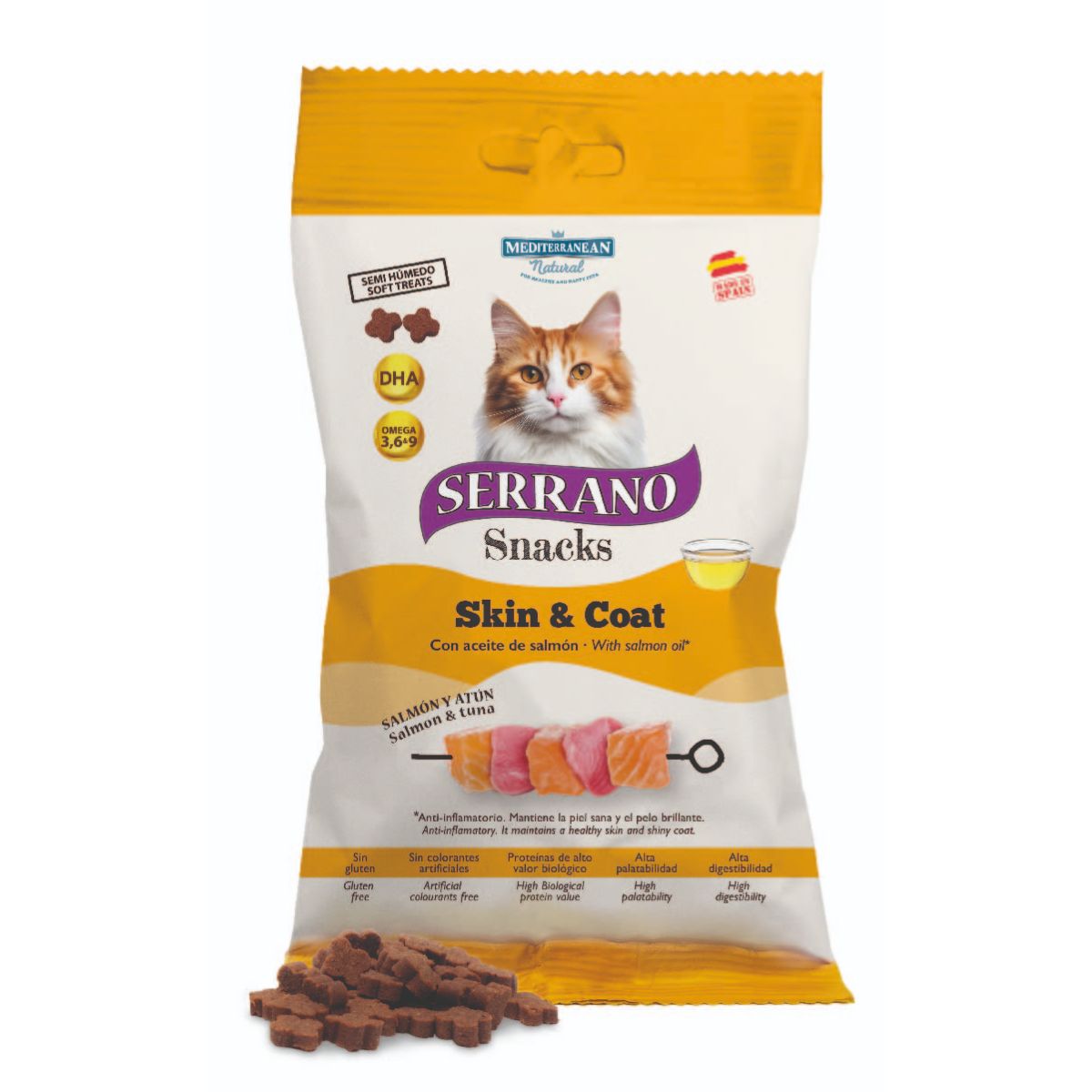 Serrano Snacks Skin & Coat met zalm en tonijn voor katten 50 g