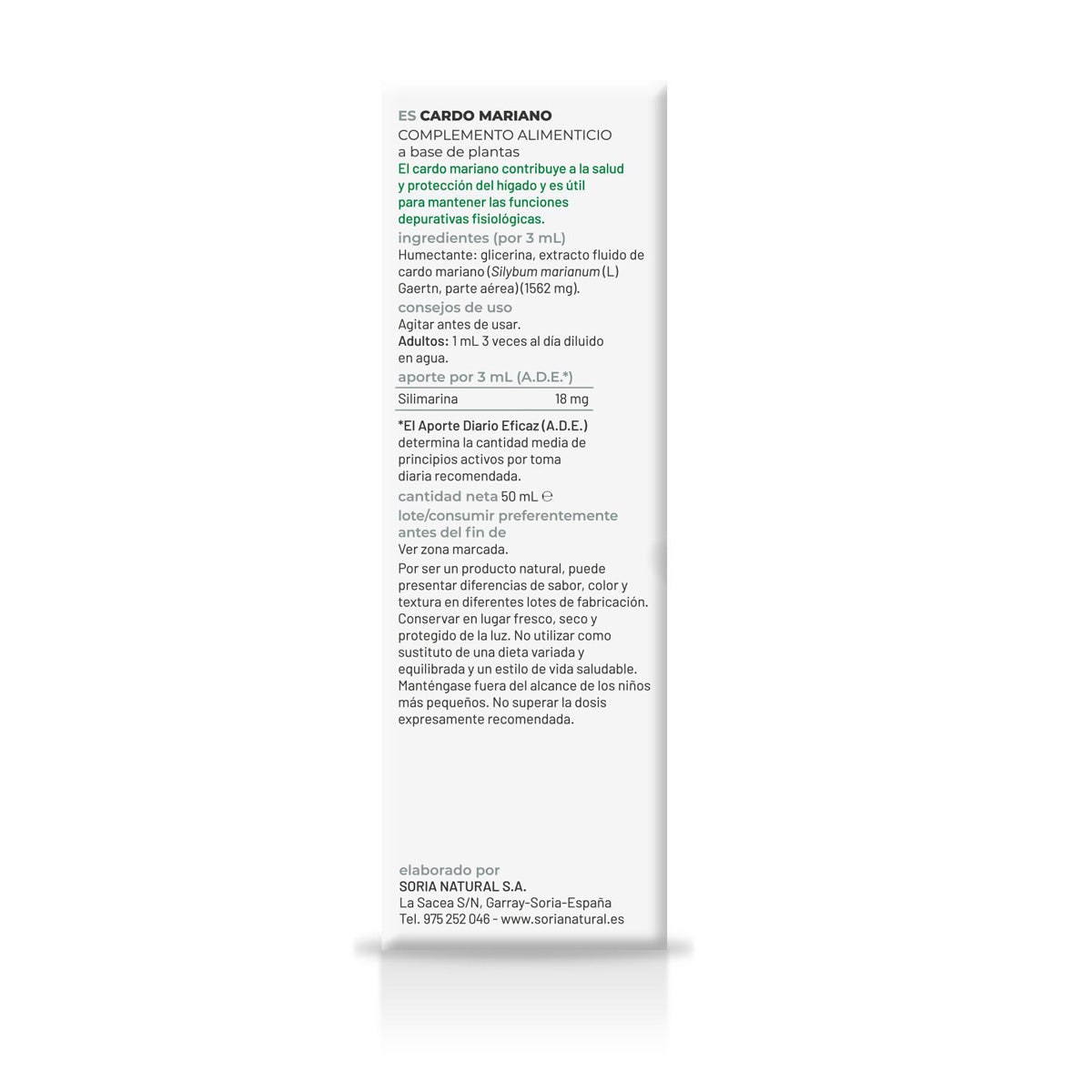 Pakket van 3x Mariadistelextract Soria Natural, 50 ml