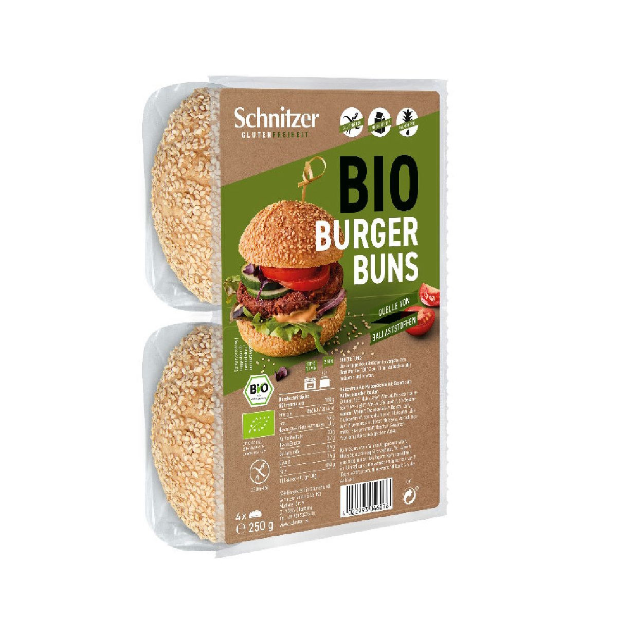 Panini per hamburger biologici senza glutine Schnitzer 4 pezzi x 62,5 g