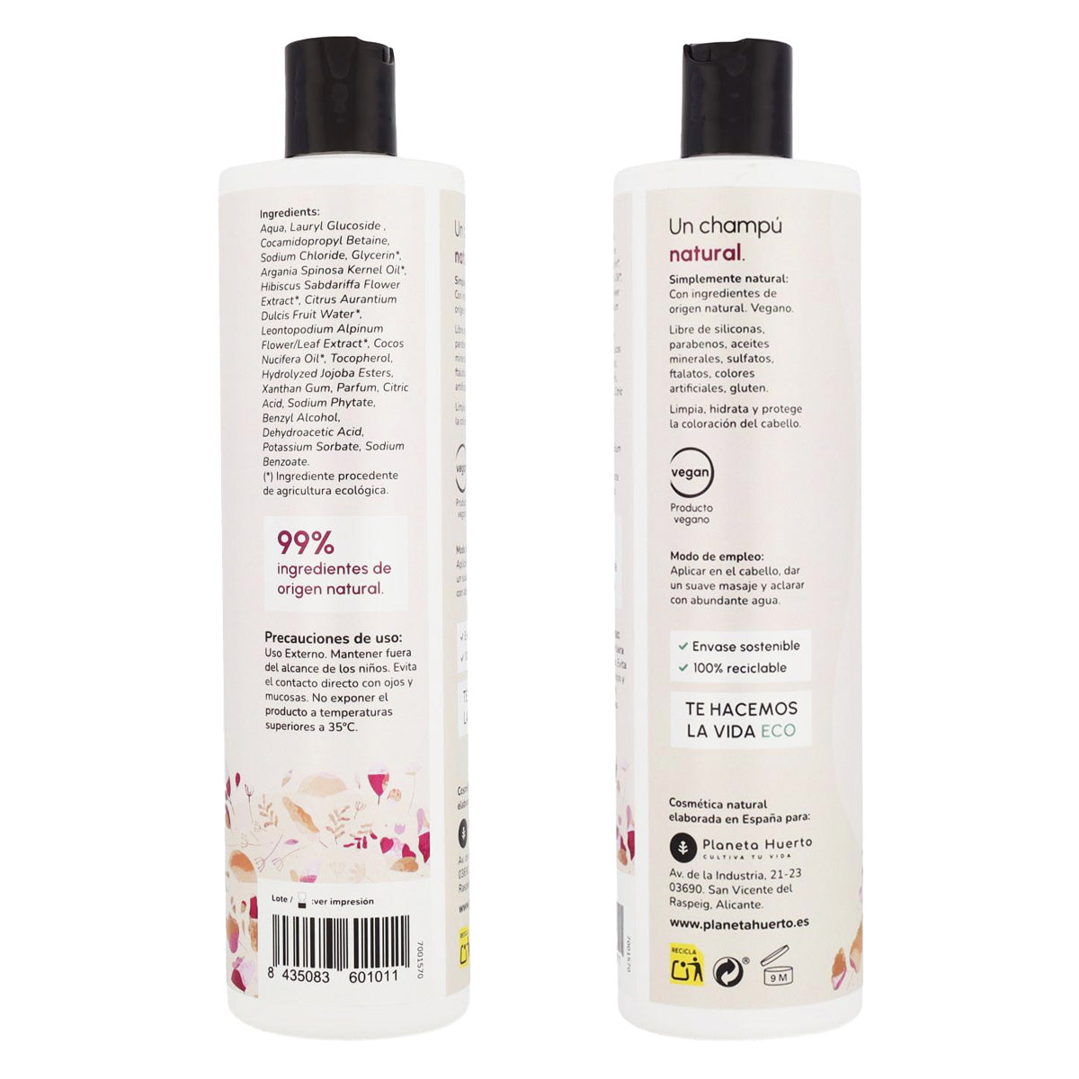 Packung Hibiskusblüte: Glanzverstärkendes Shampoo 500 ml + Duschgel 500 ml + Glanzwiederherstellender Conditioner 200 ml Planeta Huerto