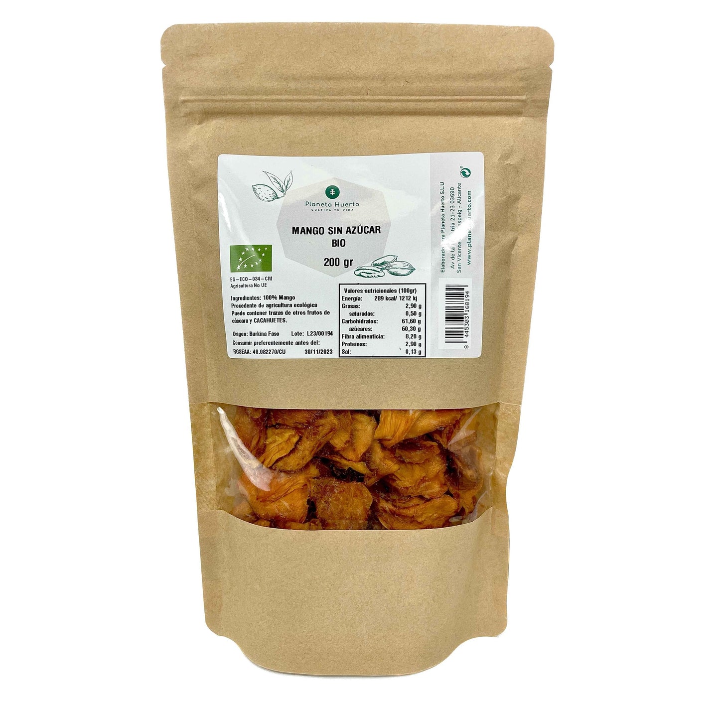 Unsweetened mango strips ECO Planeta Huerto 200 g