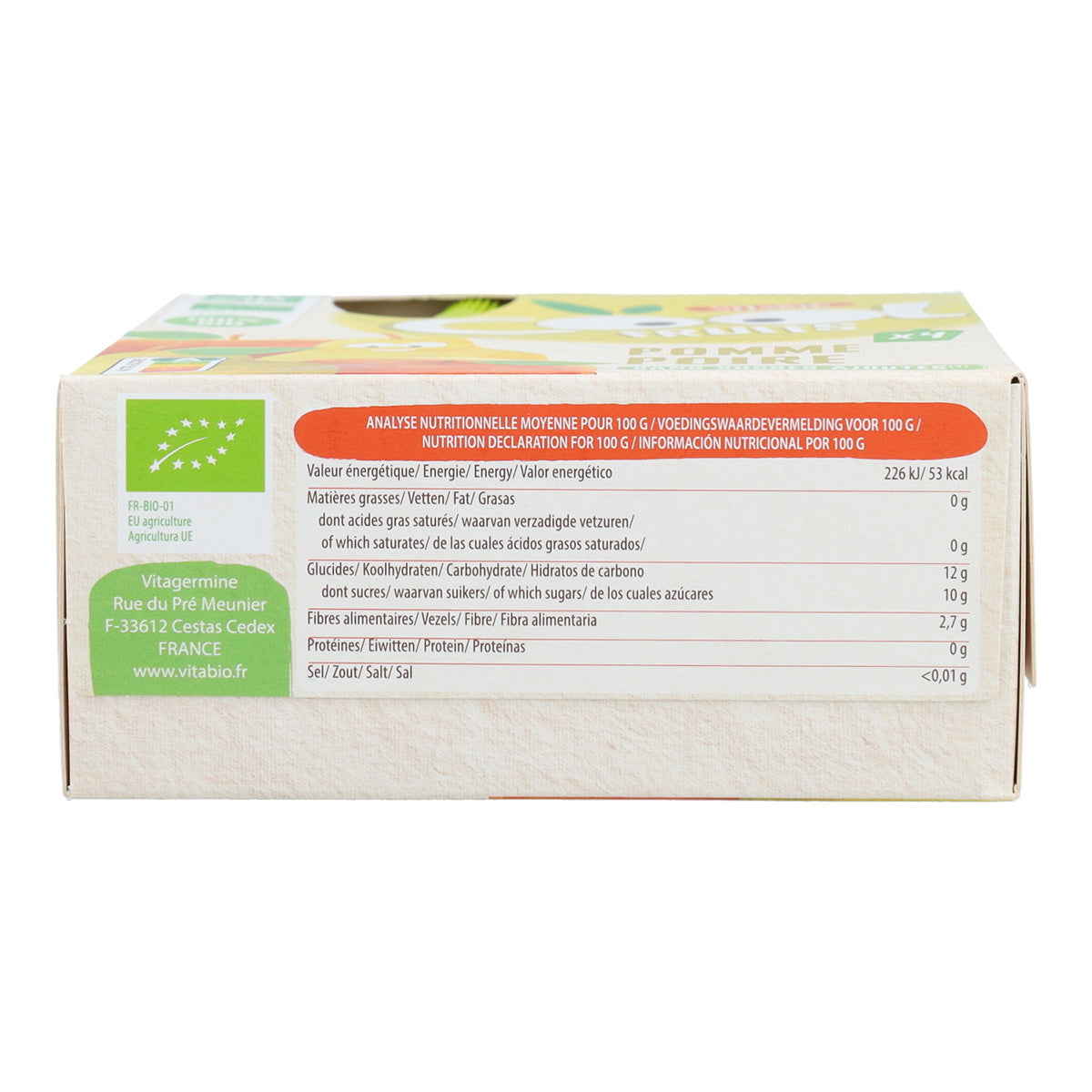 4er-Pack Apfel- und Birnen-Beutel Cool Fruits Vitabio 90 g