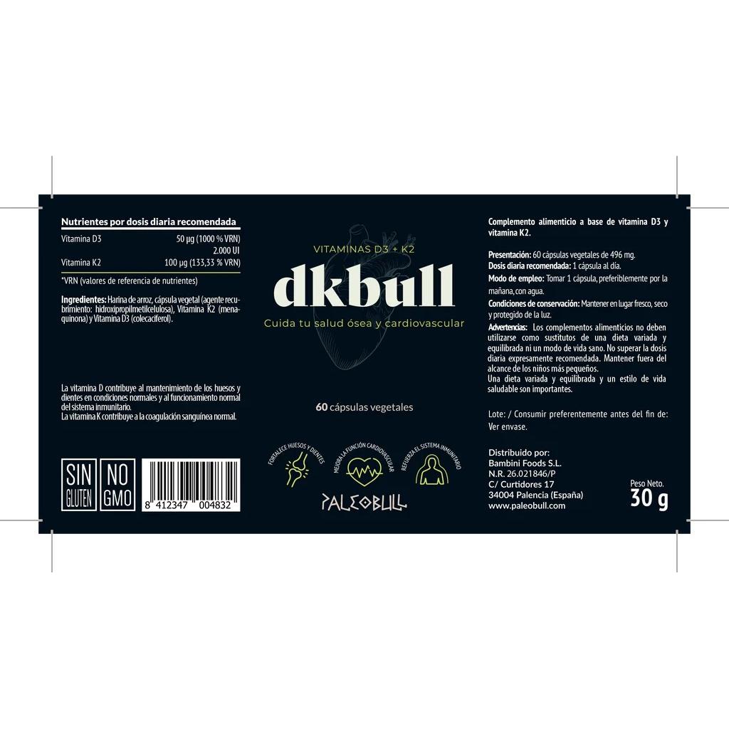 DKbull Vitaminas D3 + K2 Paleobull 60 caps