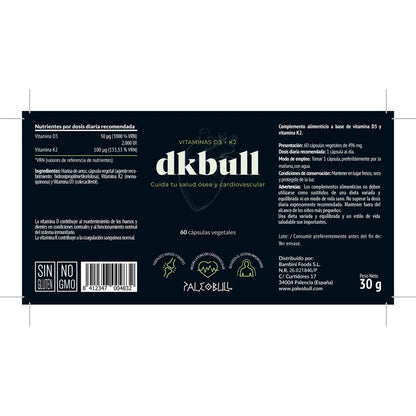 DKbull Vitaminas D3 + K2 Paleobull 60 caps