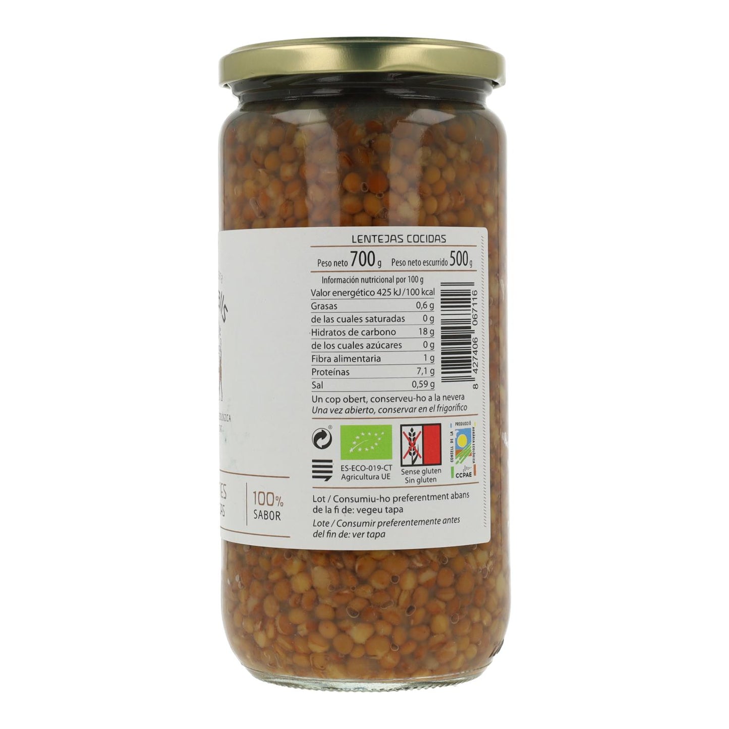 Lentejas cocidas ECO Cal Valls 500 g