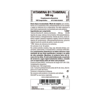 Vitamin B1, 100 Tabletten à 500 mg