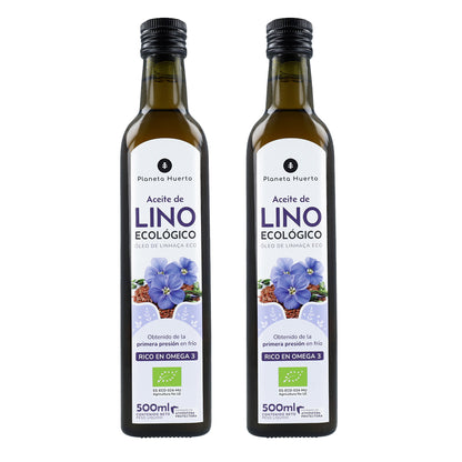 Pakket 2x koudgeperste lijnzaadolie ECO Planeta Huerto 500 ml