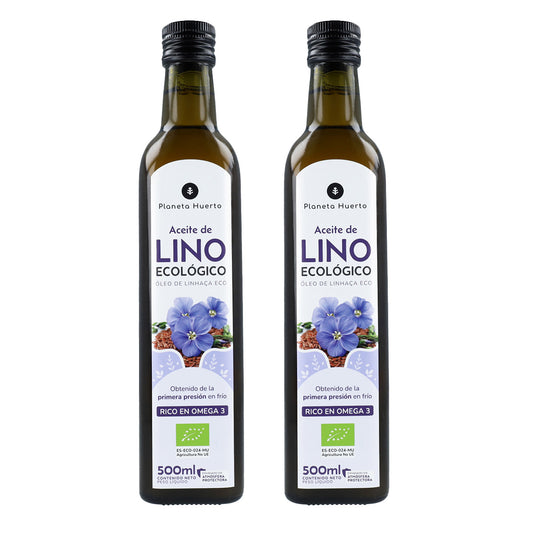 Pack 2x Aceite de Lino prensado en frío ECO Planeta Huerto 500 ml