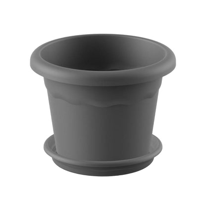 Pack maceta redonda con plato color antracita Terra 30 x 22 cm
