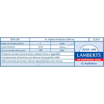 Lamberts Cod Liver Oil, 180 capsules