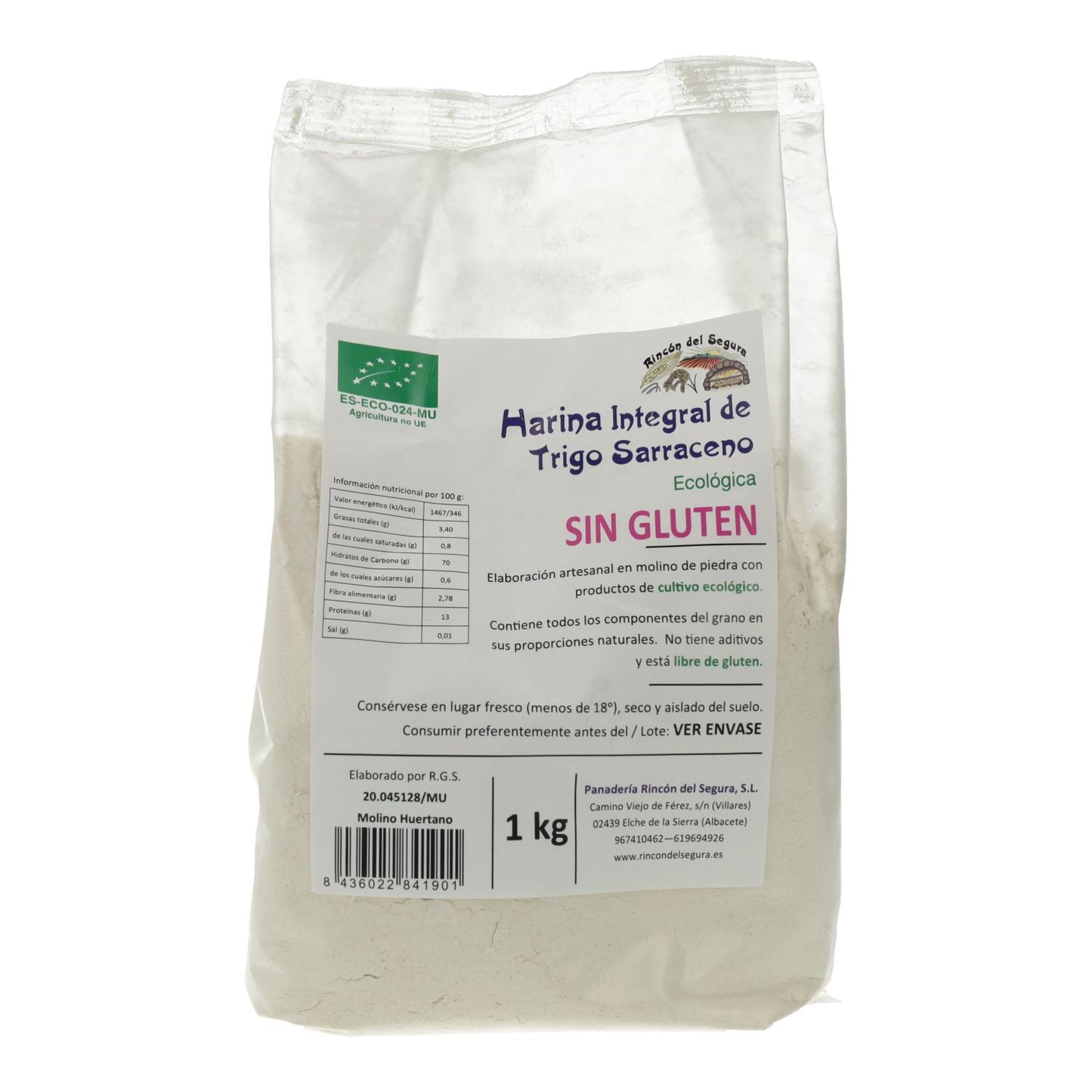 Glutenfri fullkornsmjöl av bovete Rincón del Segura 1 kg