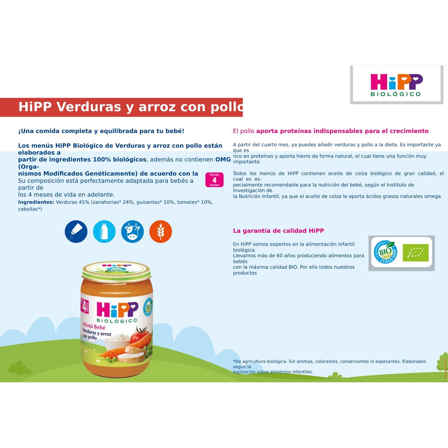 HiPP Organic Chicken with Vegetables and Rice Jar, from 4 Months, 190 g