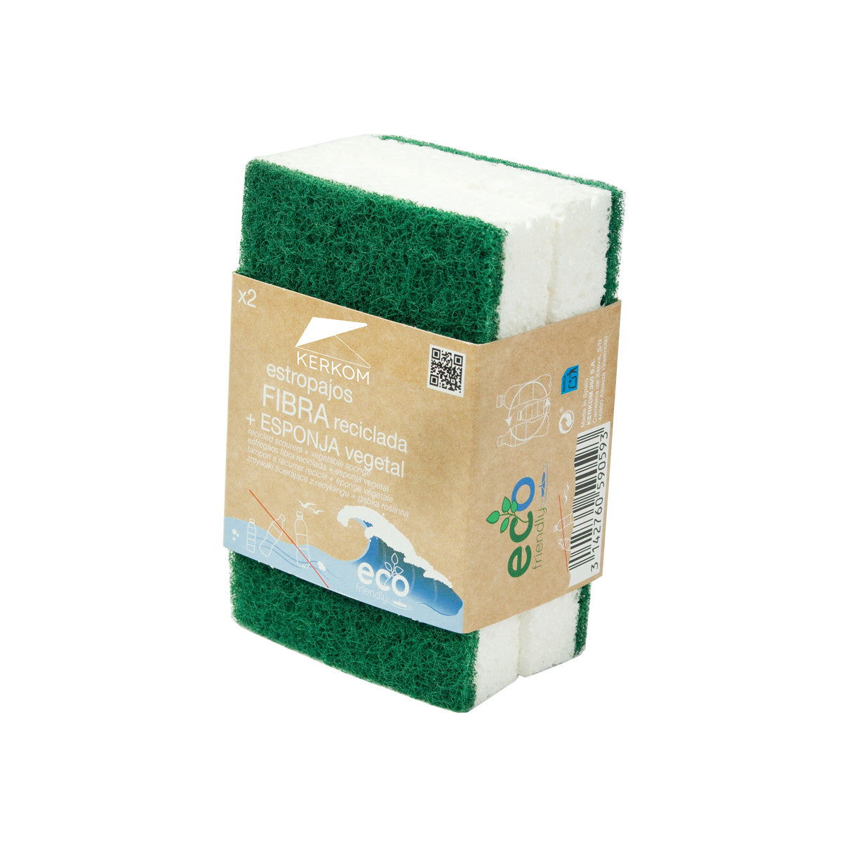 2 Scheuerschwämme mit pflanzlichem Schwamm Eco Friendly ROZENBAL