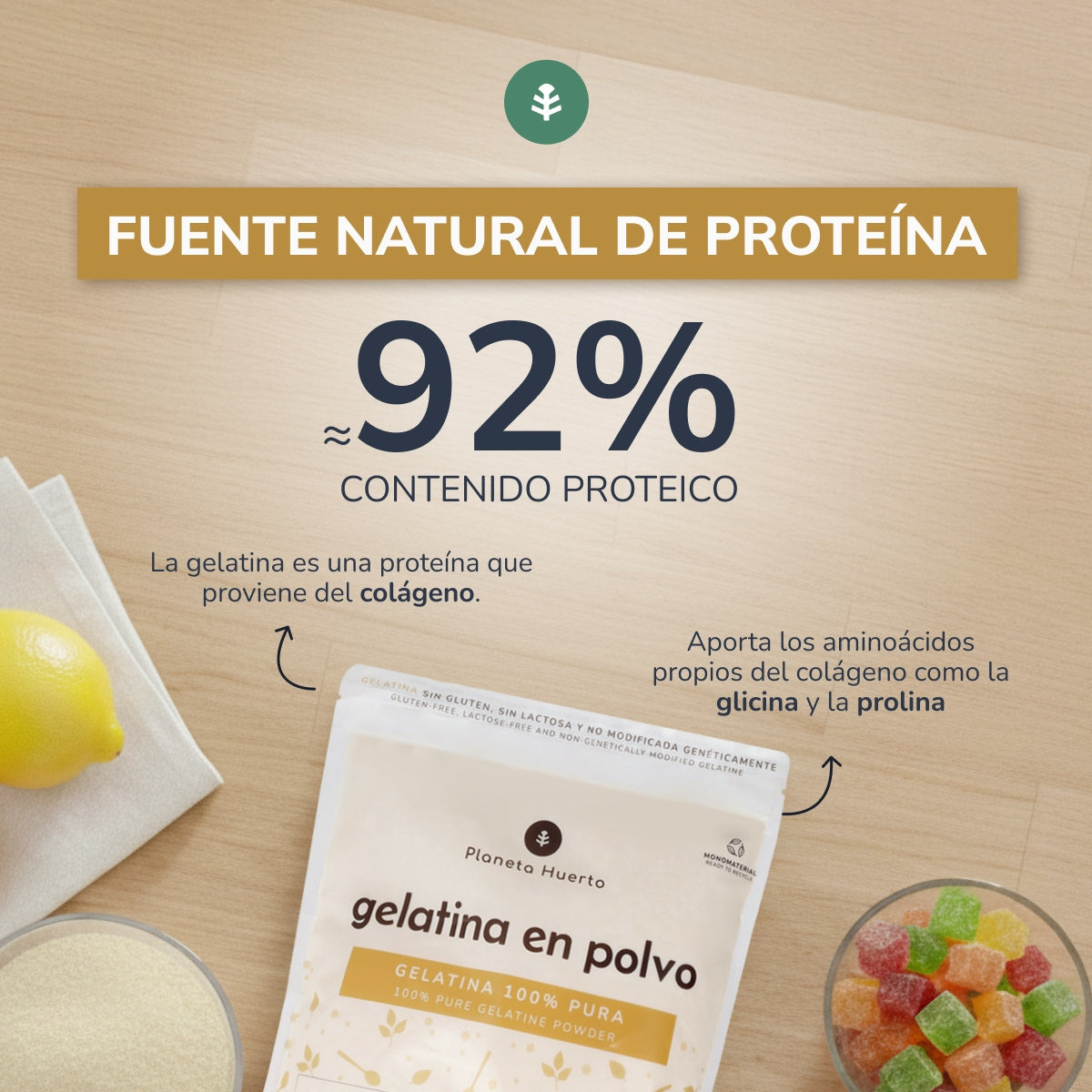 Neutrale Gelatinepulver als Kollagenquelle Planeta Huerto 1 kg